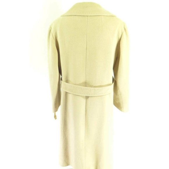 Vintage 70s Cashmere Over Coat L Champagne Pockets - Picture 5 of 11